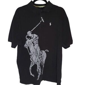 Ralph Lauren Black Polo Shirt with Large Logo
